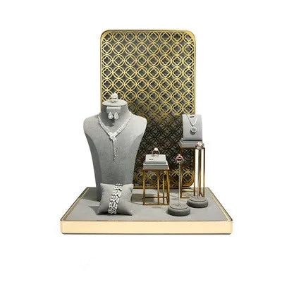 High quality gray jewelry showcase display props jewellery mannequin necklace bracelet display rack