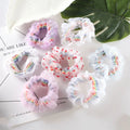 Women Girl's Mesh Organza Double Layer Translucent Bracelet Elastic Band Hair Accessories Rainbow Cartoon Hair Ties Scrunchies