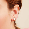 Simple Women Chunky Hoops Earrings Gift Fashion Jewelry Stainless Round Smooth Thick Hoop Stud Earrings