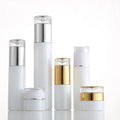 Luxury White Lotion Pump Spray Bottle 30ml 50ml Glass Serum Cream Jar Skincare Cosmetic Packaging