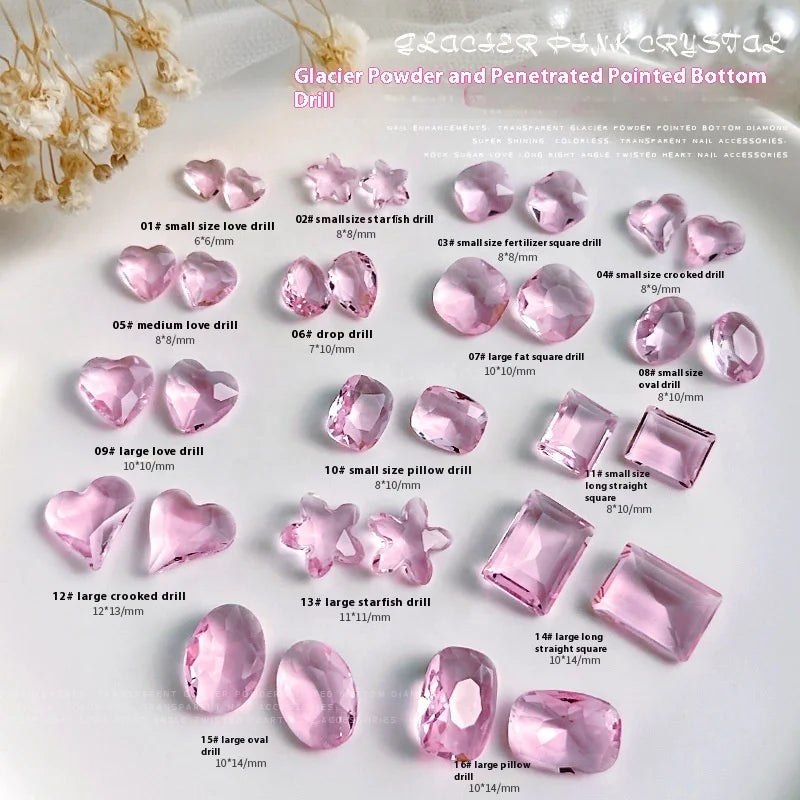 Pink Crystal 3D Nail Art Rhinestones Diamond Jewelry Accessory 5mm Glacier Powder Super Glass Stone