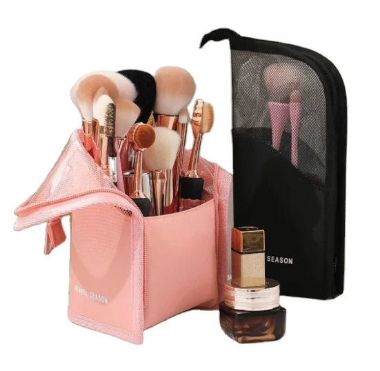 Custom Women Stand up Waterproof Make up Bag Brush Holder Pouch Organizer Makeup Brushes Bag