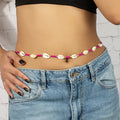 Bright Rose Color Bohemian Beaded Belly Chain Gold Plated Sexy Beads Shell Waist Chain for Ladies