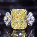 CAOSHI Factory Rectangle Design Yellow Crystal Zircon Silver Plated Band Rings for Wedding Engagement CZ Rings for Women Jewelry