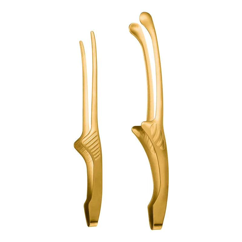 Kitchen Gadgets Restaurant Self-Service Gold Stainless Steel Tweezer Bbq Clips Kitchen Utensils Food Tongs