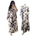 AB381 Latest Design Abaya Women Muslim Dress Dubai Robe Printed Long Sleeve Rhinestone Dress Jalabiya for Women