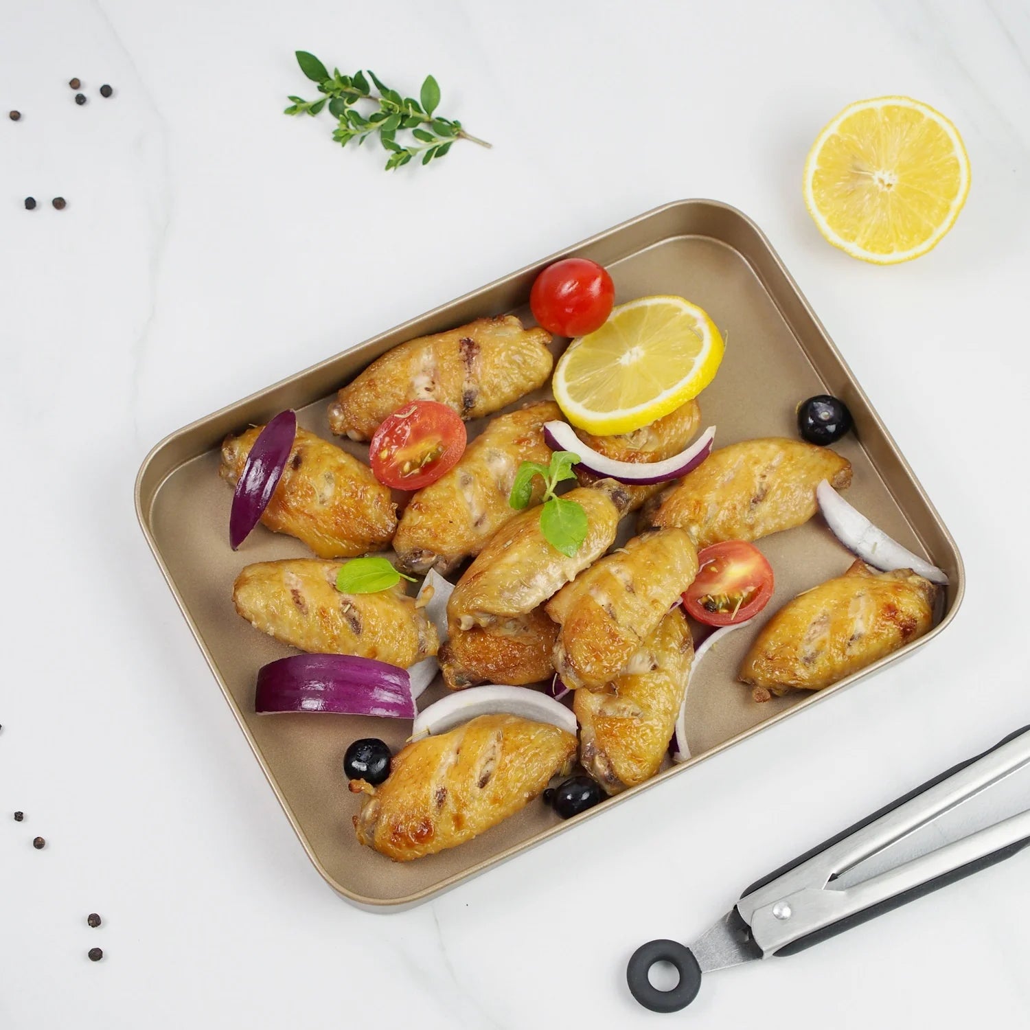 10-Inch Rectangular 1.5mm Thick Metal Baking Tray Multifunctional Food Grade Non-Stick Coating BPA Free PFOA Free Pan