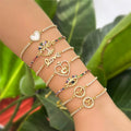 Fashion Jewelry Men's 18K Gold Plated Ball-Shaped Punk Style Beaded Bracelet with Devil's Eye Tree of Life Custom Design Gift
