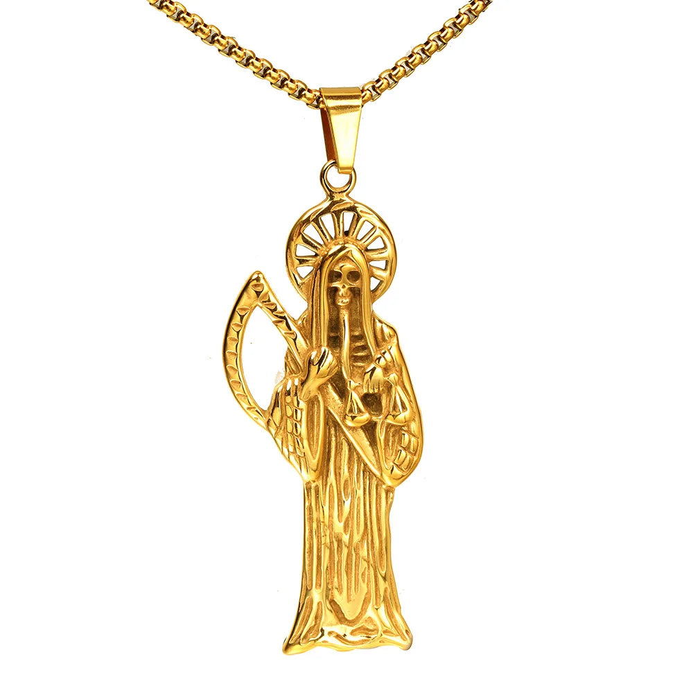 Duyizhao Hip Hop European and American Stainless Steel Men Necklace Cheap Knife God Charm Pendant Necklace Jewelry