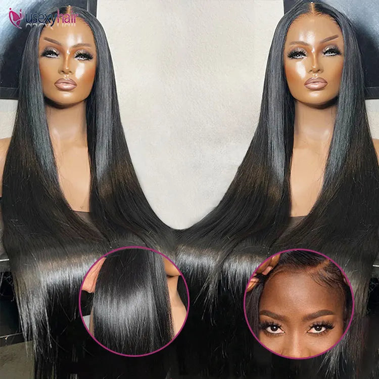 180% Density Silky Straight Frontal Glueless Full Hd Lace Wig 4x4 Wear and Go Closure Wig 100% Brazilian Virgin Human Hair Wigs