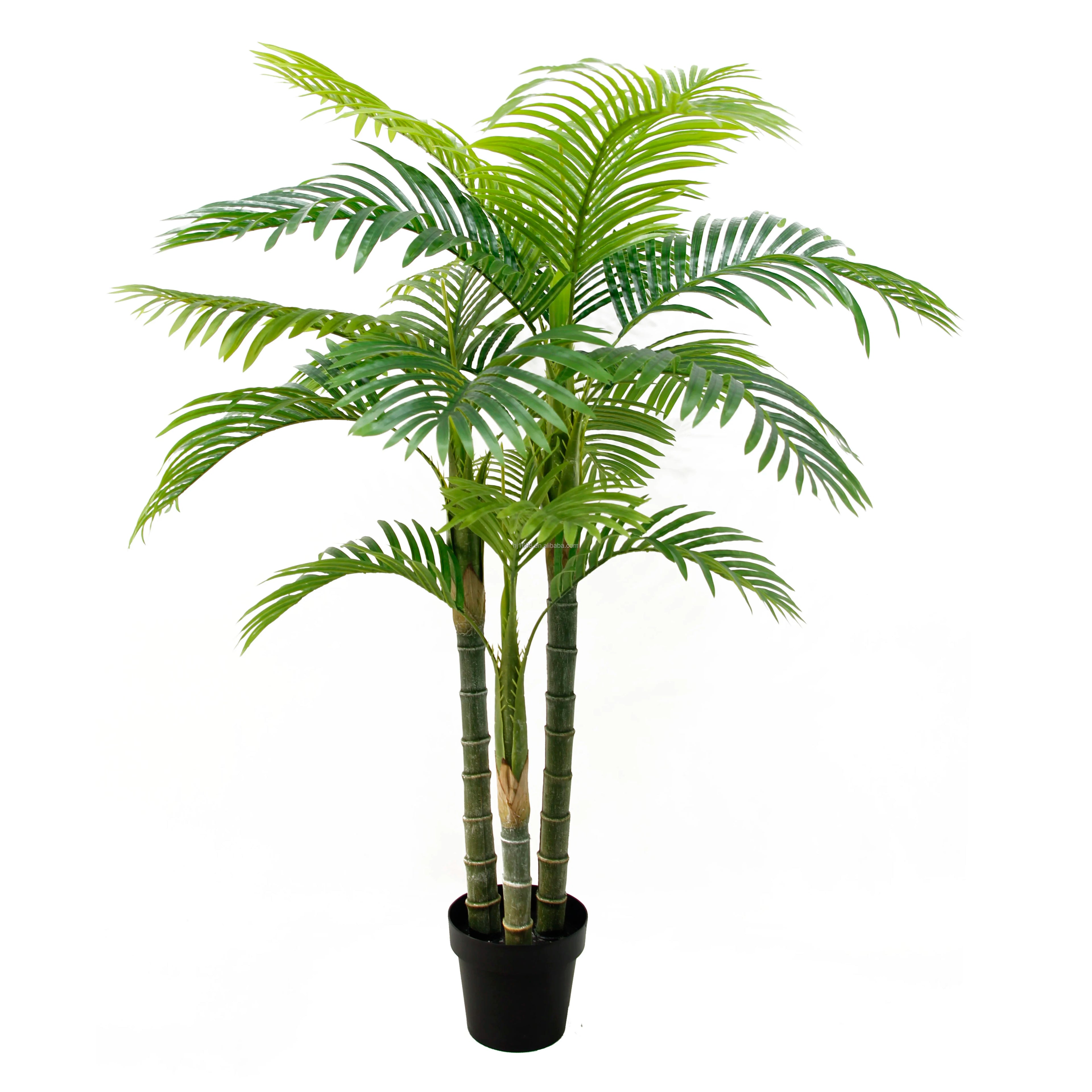 Dongguan Factory Price 150CM 5FT Lifelike Bamboo Trunk Faux Areca Palm Tree Artificial Potted Plants for Patio Lawn and Garden