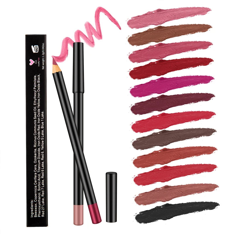 Wholesale Wood Makeup Creamy Lipliner Pen Private Label Lip Liner Pencil