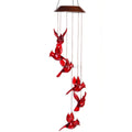 Solar Garden Light Cardinal Bird Outdoor Waterproof Patio Lights Wind Chime with 6 Vivid Hummingbirds for Yard