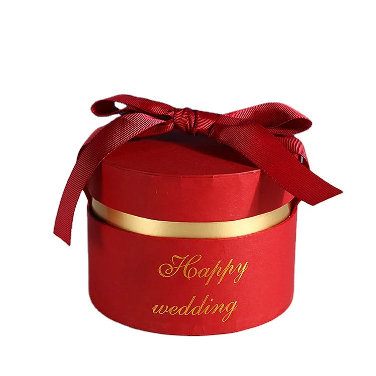 Shenzhen Cheap Hot Stamping Logo Cylinder Pink/Red/Green/Blue Round Paper Tube Gift Box With Ribbon for Wedding /For Candy