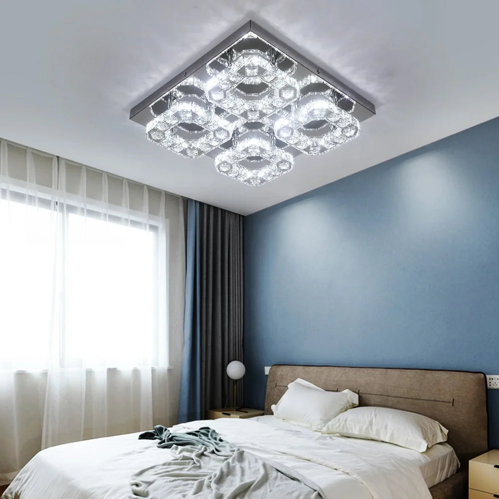 Modern 3 Color Square LED Light Changeable Bedroom Ceiling  Lamp for Home Indoor