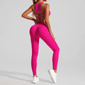 Custom Logo 2 PCS Tummy Control Sportswear Set Seamless Cross Back Yoga Tops Scrunch Butt Workout Leggings for Women