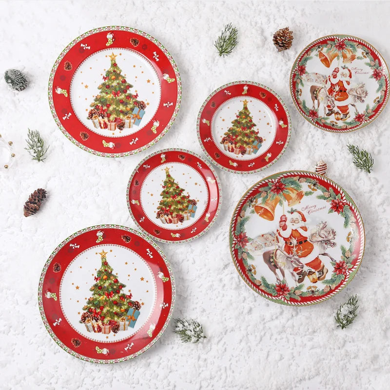Custom Christmas Dinner Set New Xmas Style Ceramic Christmas Dishes and Plates for Home and Restaurant Use