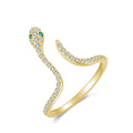 Temperament Fashionable Animal 925 Sterling Silver Zirconia Snake Shape Open Ring