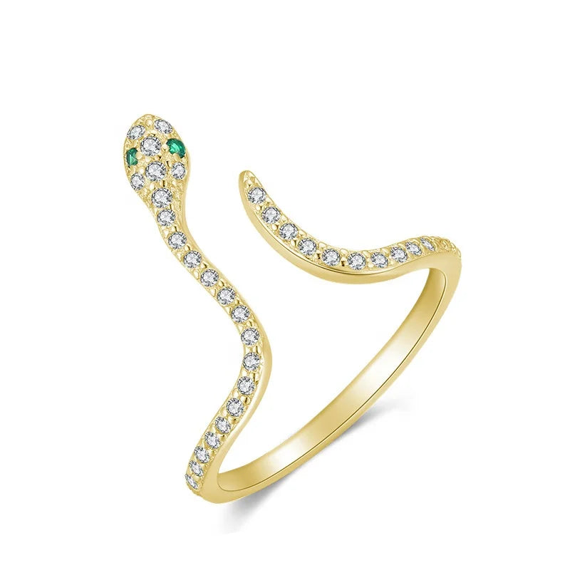 Temperament Fashionable Animal 925 Sterling Silver Zirconia Snake Shape Open Ring
