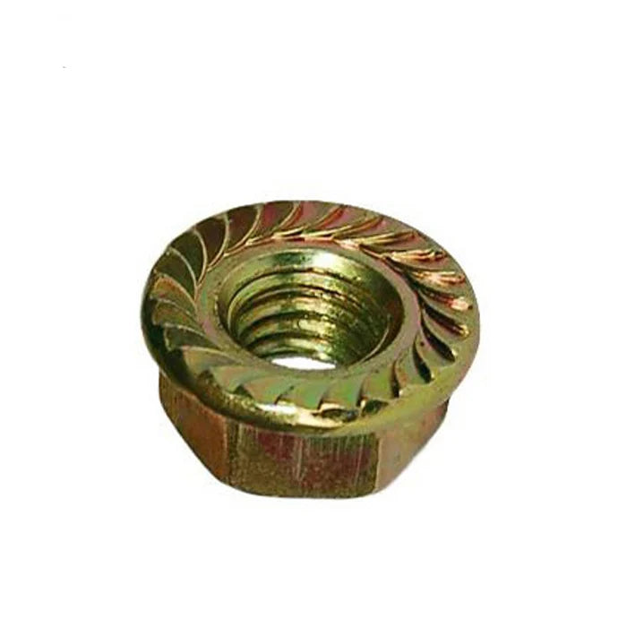 Factory Nuts Metal Carbon Steel Zinc Plated Hex Flange Lock Nut DIN6923