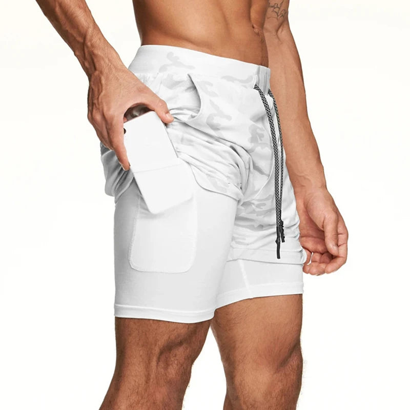New Running Shorts Summer Men's Gym Fitness Bodybuilding Training Quick-drying Shorts Men's Jogging Running Sports 2-in-1 Shorts