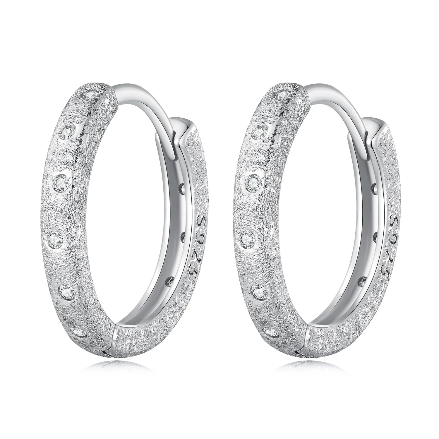 Fashion 925 Sterling Silver Geometric Glitter Ear Buckles Simple Round Hoop Earrings for Women Minimalist Fine Jewelry BSE848