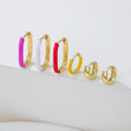 6Pcs Elegant Waterproof Enamel 18K Gold Plated Earrings for Layered Look and Stackable Style Jewelry Sets