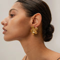 New Style Dainty 18K Gold Plated Stainless Steel Jewelry Waterproof Simple Bamboo Hoop Earrings for Women