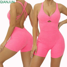 Wholesale Women Sexy Sport Active Wear Gym Workout Romper Bodycon Activewear One Piece Yoga Jumpsuit