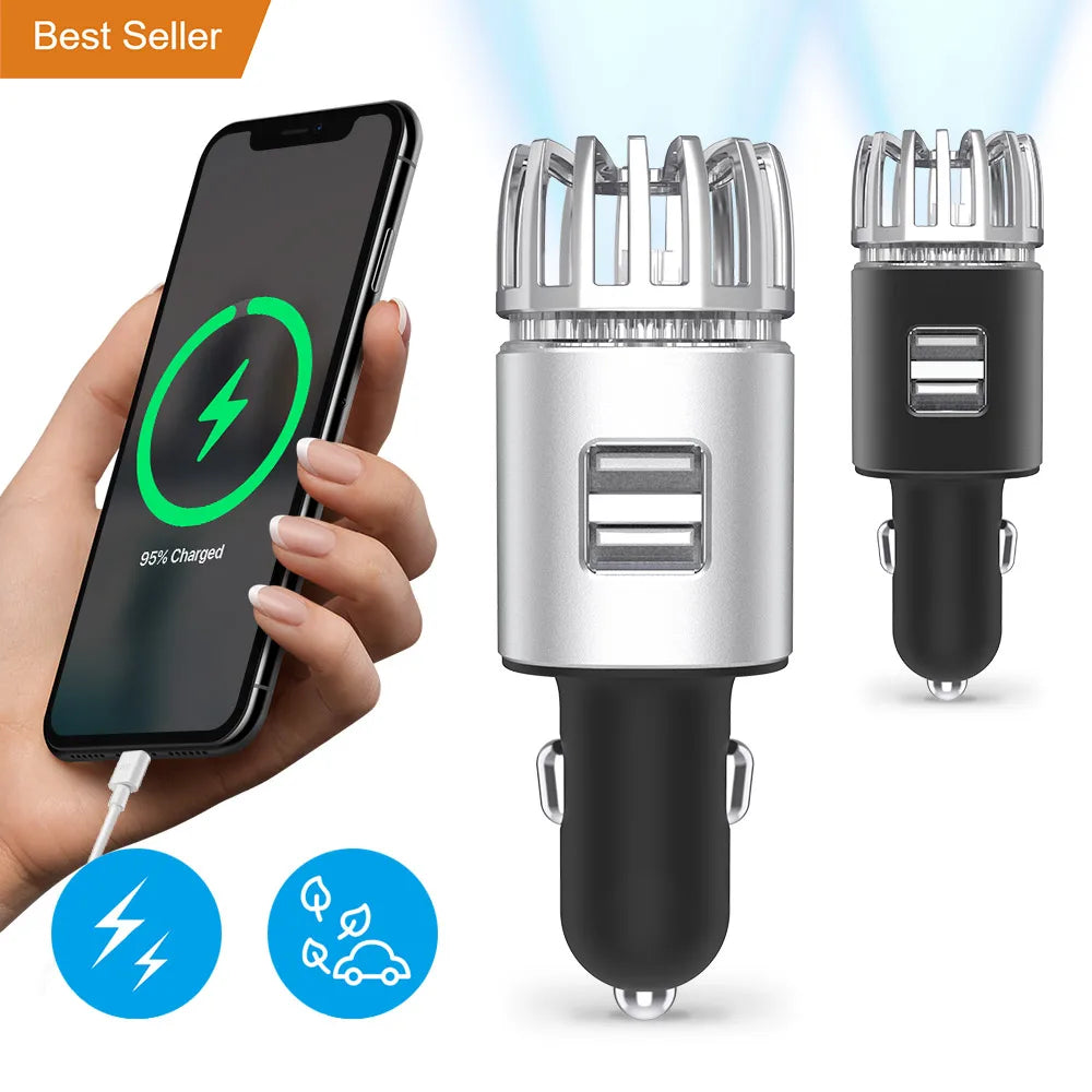Plug in Small Vehicle Air Cleaner CE RoHS FCC ETL CARB 2-In-1 USB Charger Mini Car Air Purifier