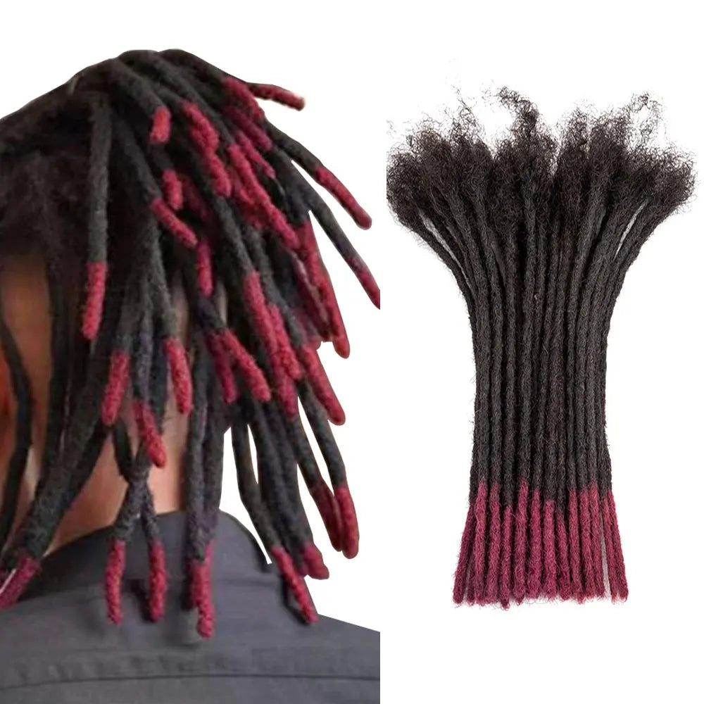 BLT Remy Brazilian Human Hair 8inch Curly Afro Kinky Dreadlock Extensions Bulk Full Handmade Locs with All Colors