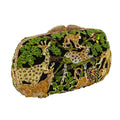 Luxury Vintage Green Animal Snake Rhinestone Clutch Evening Bags for Women