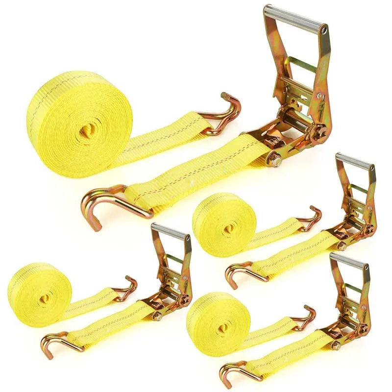 Heavy Duty 4 Ton Polyester Polypropylene Cargo Lashing Tie Down Strap Ratchet Straps With Double J Hook for Truck Body Part