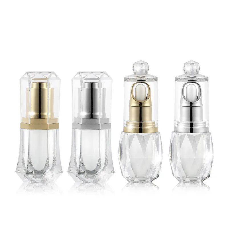 New Design 10ml Cosmetic Plastic Bottle clear Acrylic Dropper Bottlewith Gold Lid Skin Care Empty Dropper Bottle