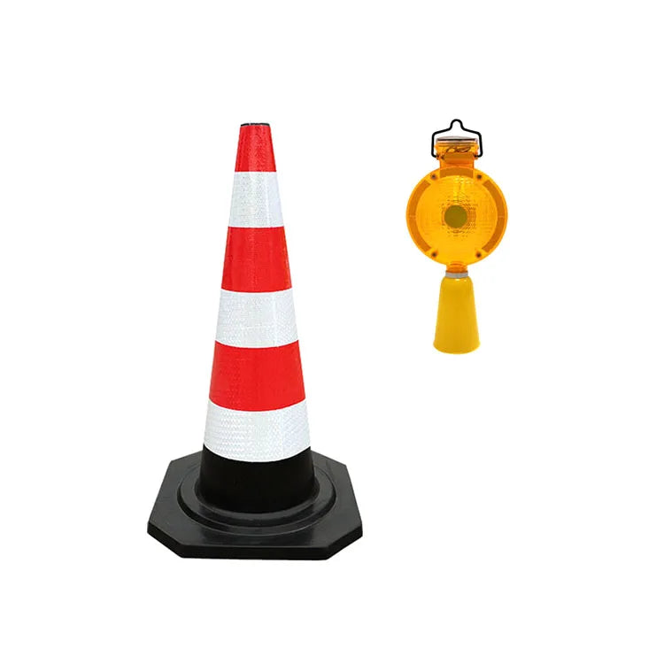 Road Safety Solar Traffic Cone LED Flashing Warming Light