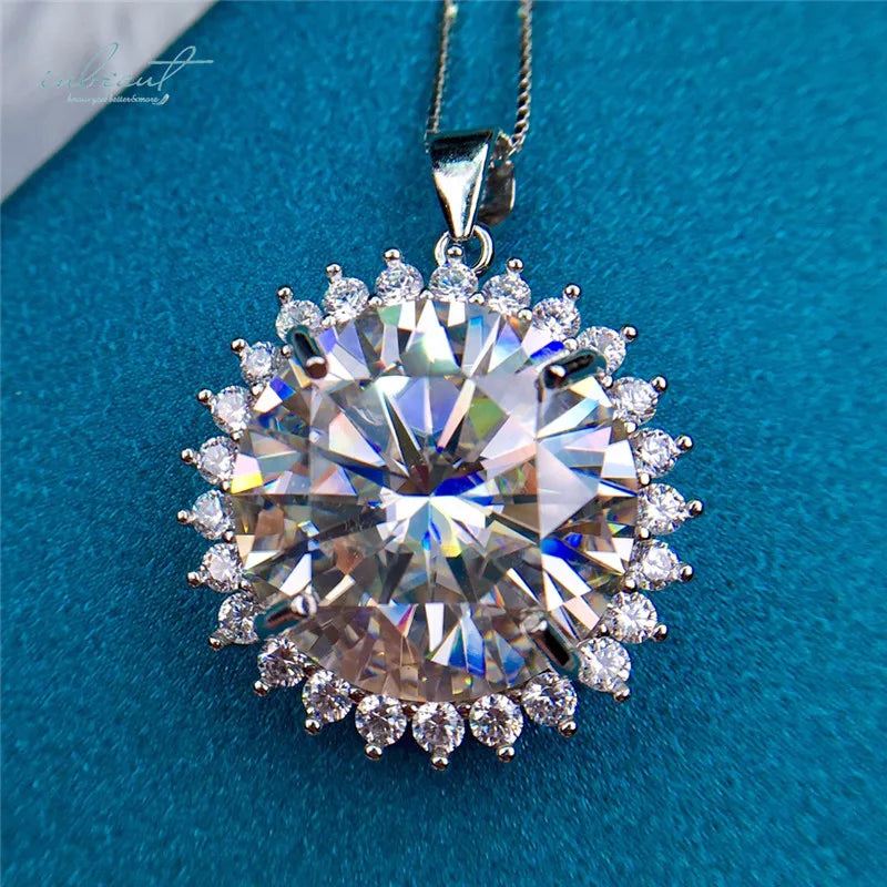 Silver 925 Original 13 Carat Diamond Test Past Brilliant Cut D Color Moissanite Snowflake Pendant Necklace Women Fine Jewelry