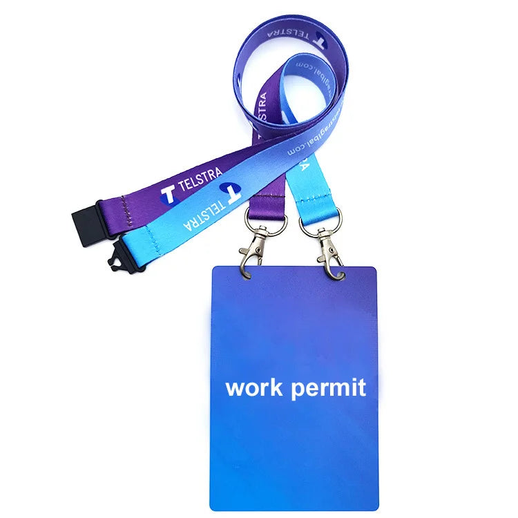 Custom Printing Logo VIP Business Pass Badge Card ID Card Holder Eco-Friendly Lanyards with Durable Two-Sides Metal Hook