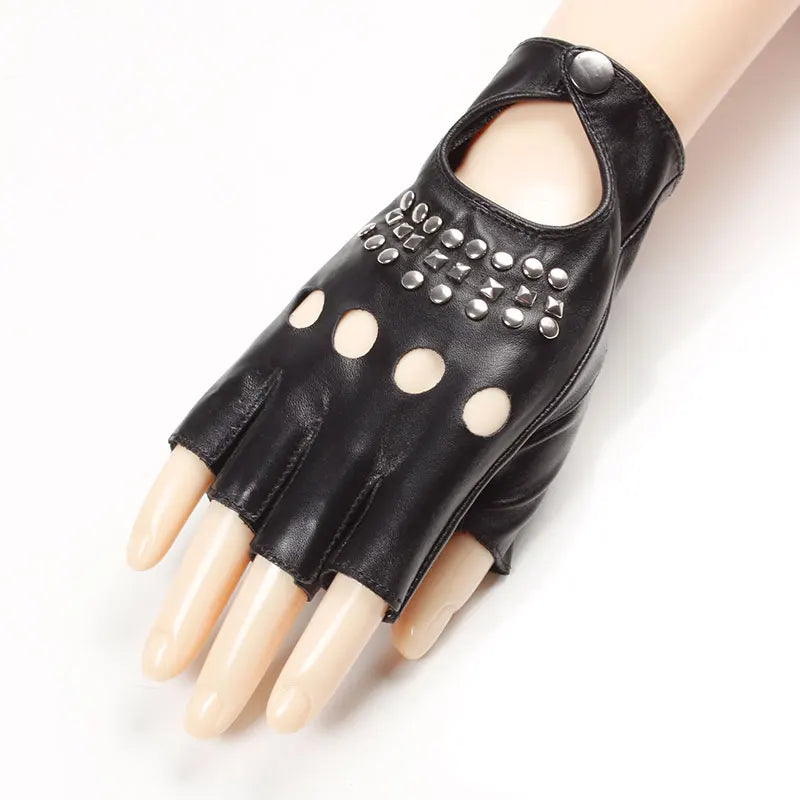 Fine Workmanship Half Finger Sheepskin Gloves Fashion Ladies Genuine Leather Gloves