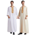 Mens Solid Color Muslim Clothing Saudi Jubba Arab Kaftan Thobe Long Dress Robe Abaya Jubba Thobe Arabic Attire Islamic Clothes