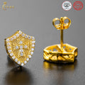 2022 New Arrival Punk Style Men Jewelry 18K Gold Plated 925 Sterling Silver VVS Moissanite Diamond Shield Stud Earrings