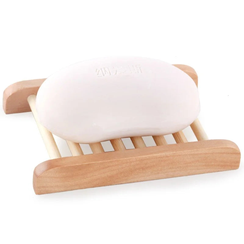 Promotional Natural Wooden Soap Dishes Shower Soap Tray Holder Storage Soap Rack Plate Box Container for Bathroom Kitchen