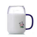 350ml/12oz Heat Resistant Glass Milk Mug with Scale Glass Cup for Breakfast