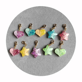 Glitter Star Heart Key Chain Valentine's Day Gifts Resin Charms Pendants Making DIY Crafts Supplies