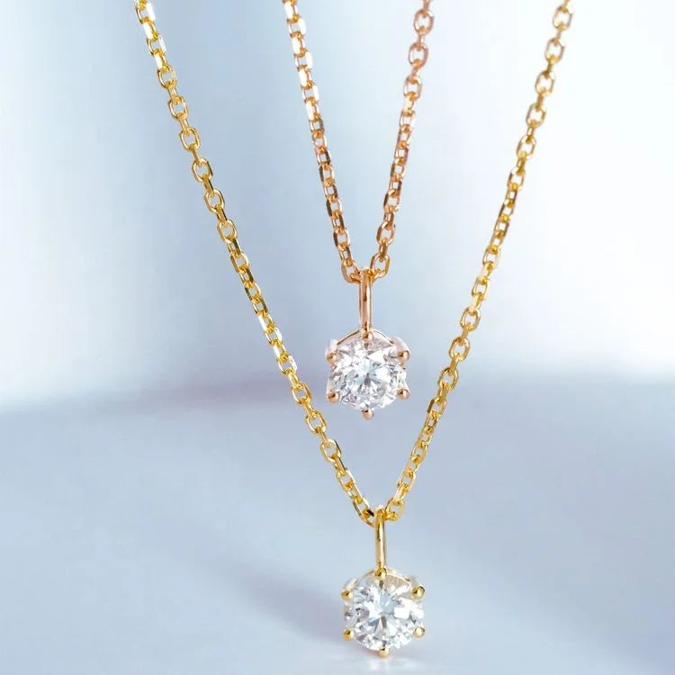RUYI Handmade 0.3ct/0.5ct Small Round Lab Grown Diamond 18K Solid Gold Necklace Meaningful Jewelry