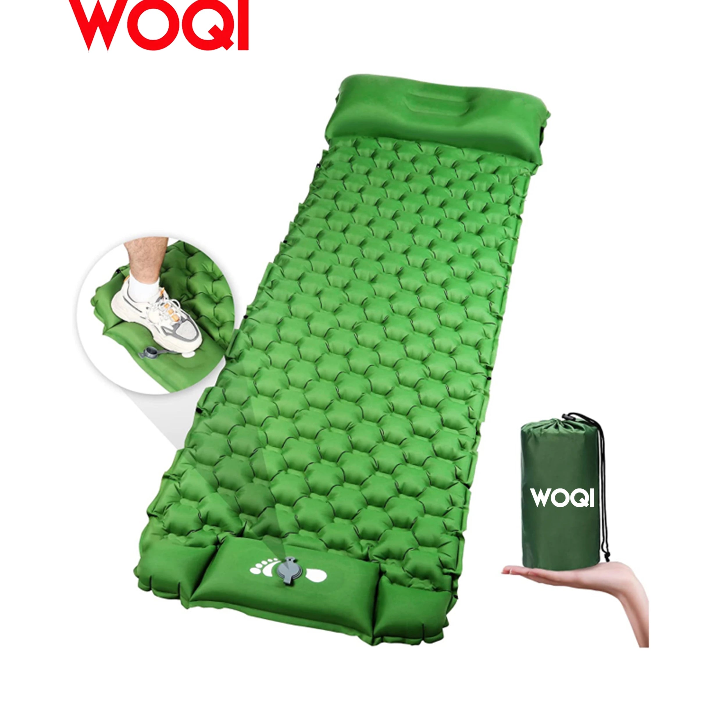 Woqi Custom Inflating Camping Sleeping Pad with Pump Backpacking Ultralight Inflatable air Mattress
