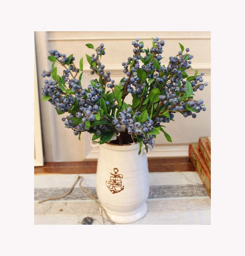 O-X089 Wholesale Artificial Blueberry Plants Branch Decorative Blueberry Plant Fruit Tree for Wedding Home Decoration