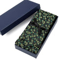 Green Floral Necktie Set for Men Includes Pocket Square Cufflinks Business Suit for Wedding Parties Polyester Material Gift for