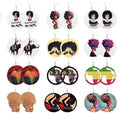 Custom Jewelry Lightweight Black Women Printing Wood Earrings