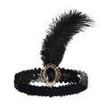 Party Funny Black 1920s the Great Gatsby Ostrich Headband with Feather Decoration 25-30cm Selected Prime Quality for Women