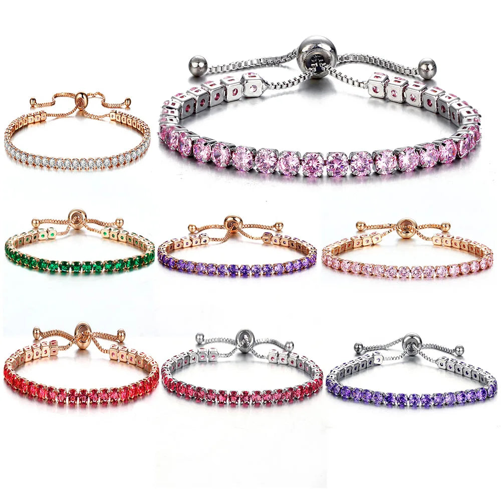 RisingMoon Crystal Wrap Gold Silver Plated Pull Bracelet Adjustable  Tennis Zircon Copper Bracelets